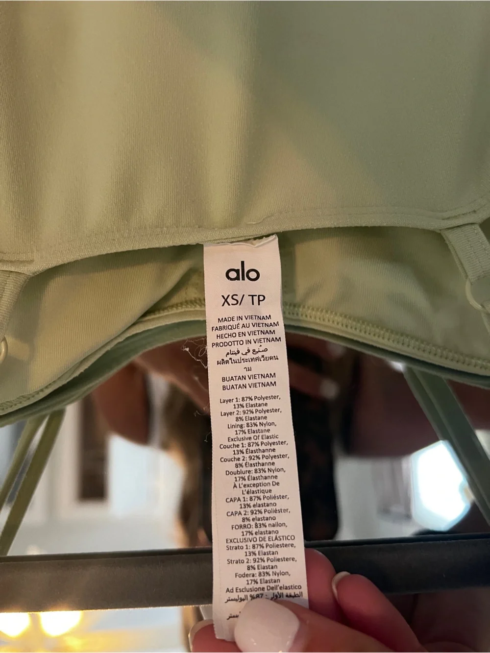 ALO Yoga Light Green Spaghetti Strap Mini Dress